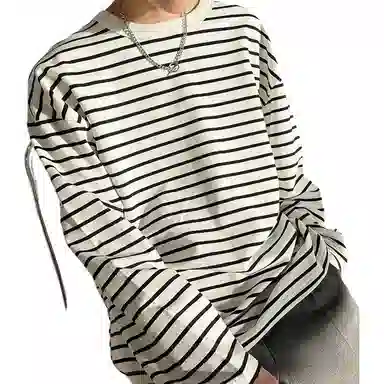 Big Check Black Cat Striped Crewneck Tee