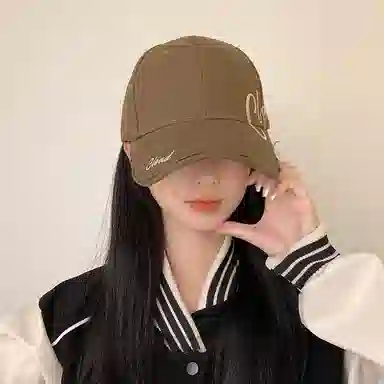 艾佳微 夏季字母刺绣大头围显脸小棒球帽 户外出行遮阳防晒百搭 棉 鸭舌帽 男女同款情侣款