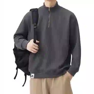 帝狼牛 半开襟拉链休闲潮流百搭宽松基础卫衣 男女同款