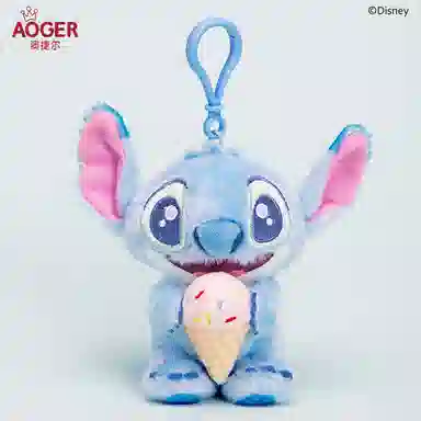 澳捷尔 迪士尼 史迪奇夏日度假系列 冰激凌吉他草帽款 玩偶周边