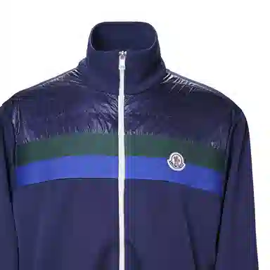 Moncler Colorblock Logo Zip Jacket Navy