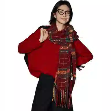 美洋 绵羊毛混纺圆领卷边毛衣 女款