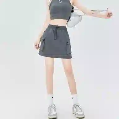 欧迪芬 高腰抽绳显瘦百搭半身裙工装短裙 女款