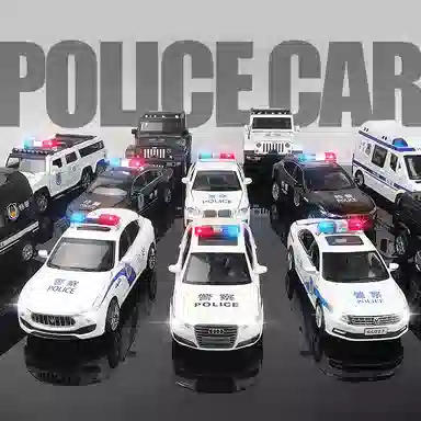 卡威 警察车 合金 回力车门可开灯光音效 成品模型
