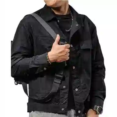 季言 薄款户外防水防紫外线休闲防晒服 男款 黑色