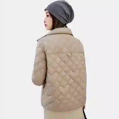 鸭鸭 纯色短款宽松立领长袖羽绒服 女款