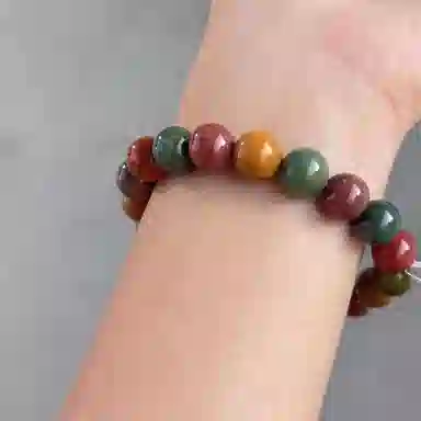 七小匠 阿拉善圆珠 马卡龙系七彩 水晶玛瑙 玉石手串 男女同款情侣款 玛瑙