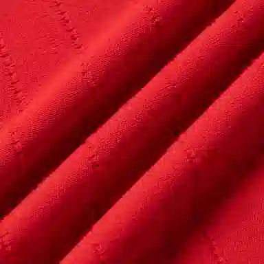 镂空羊毛短袖连衣裙 女款 红色