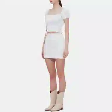 NOT YOUR ROSE SS25 Corset crop blouse (White)