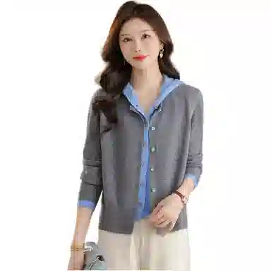 恒源祥 时尚舒适休闲纯色长袖针织衫 女款