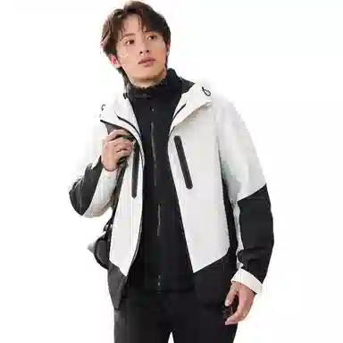 特步  综训系列 运动休闲宽松舒适  防水防风保暖冲锋衣 男女同款 古德白