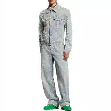 Louis Vuitton SS25 Printed Check Wide Leg Jeans