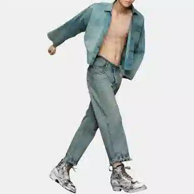 Maison Margiela High Waist Distressed Jeans Blue