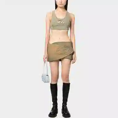 Diesel Letter Print Sleeveless Vest Green