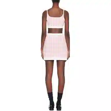 Miu Miu FW22 Houndstooth Skirt Pink