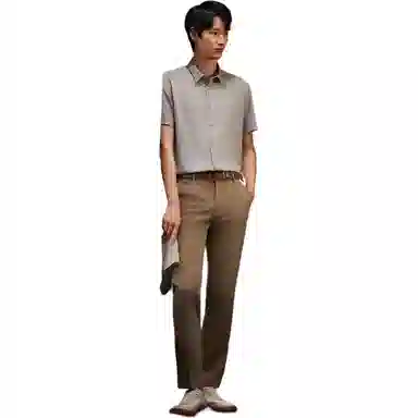 红豆 舒弹透气商务抗菌易打理不易皱冰竹纤维短袖衬衫 男女同款