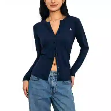 Abercrombie Fitch Slim Long Sleeve Tee Navy