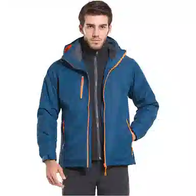 浪莎  户外舒适纯色连帽宽松拉链  防水防风保暖冲锋衣 男女同款