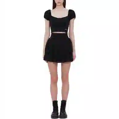 NOT YOUR ROSE SS25 Lace square t-shirt (Black) T