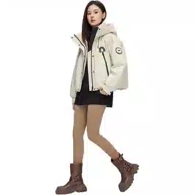鸭鸭 秋冬 设计感时尚百搭保暖面包羽绒服 短款 女款