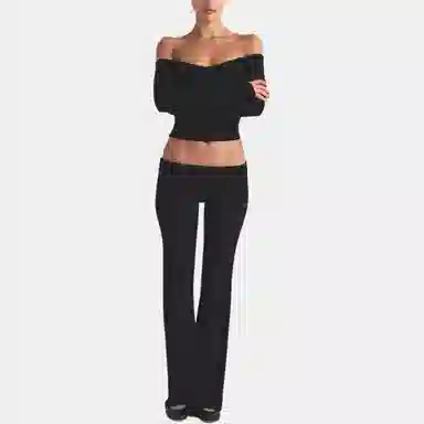 SKIMS SOFT LOUNGE OFF THE SHOULDER TOP T ONYX