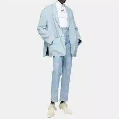 WE11DONE FW21 Paisley Print Jeans Blue