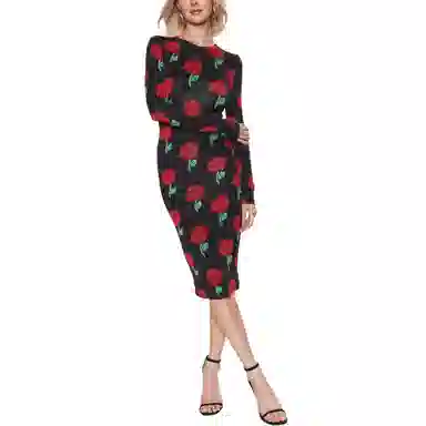 Versace Jeans Couture SS23 Rose Print Dress Black