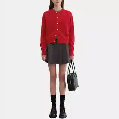 Dunst UNISEX CREWNECK KNIT CARDIGAN RED