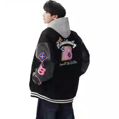 JIMI&JONS Embroidered Patch Baseball Jacket