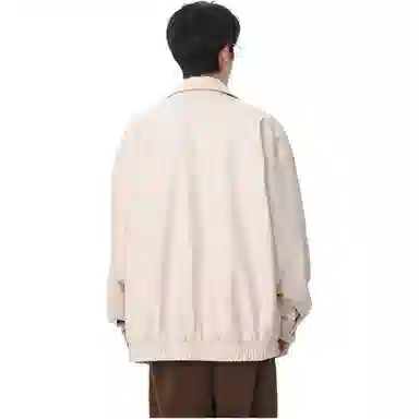 颂希尔 美式痞帅外套高级感防水翻领工装夹克潮牌设计感宽松秋冬季防风复古骑行服皮衣 男女同款