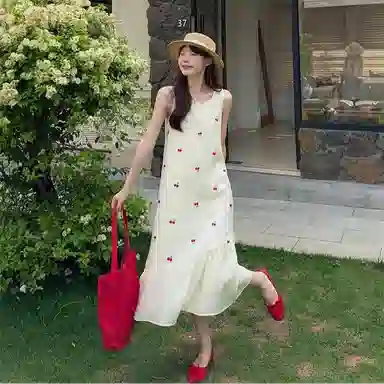 缪斯的诱惑 法式碎花裙子女夏季爆款气质漂亮高级感长裙吊带连衣裙 女款