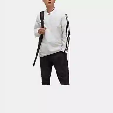 Y-3 V-Neck Striped Long Sleeve Tee White