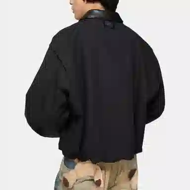 Acne Studios SS26 Barn Leather Trim Twill Zip Cotton Jacket