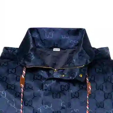 GUCCI FW22 Logo Jacquard Hoodie Blue
