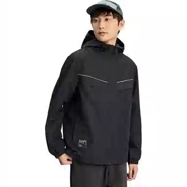 特步 生活系列 防风连帽休闲运动长袖风衣 男款 尘卡其/灰棕色