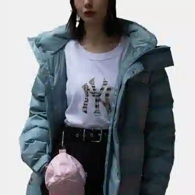 New Era Printed Down Hoodie Duck Blue