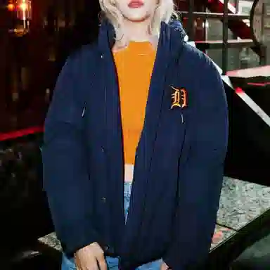 MLB Logo High Neck Puffer Jacket Navy