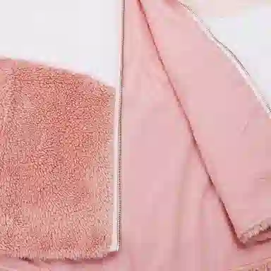 PUMA Logo Embroidered Sherpa Hoodie White Pink