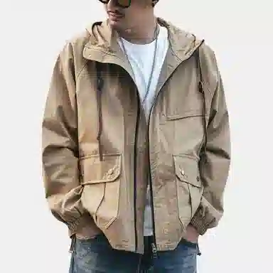 格蓝鹿  美式机能工装纯色宽松  抗菌冲锋衣 男款