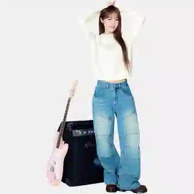 acme de la vie ADLV Basic Letter Jacquard Crewneck Sweater