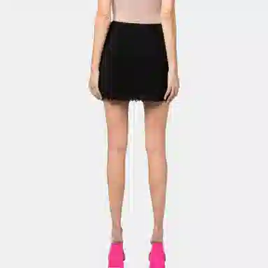Alexander Wang FW22 Distressed Mini Skirt Black