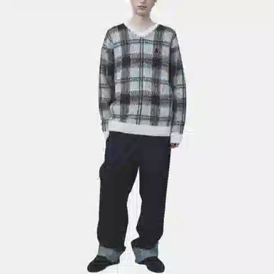 RestRecreation FW25 CHECK PATTERN HAIRY SWEATER V