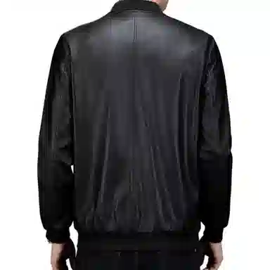 老爷车 中年男士皮夹克秋冬季棒球领时尚有型机车外套男休闲薄款皮衣 男款