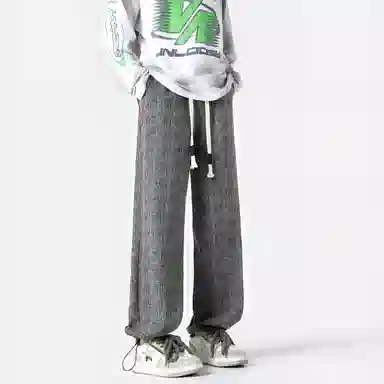 沐诚阳译 美式复古纯色基础脏脏裤简约时尚柔软宽松百搭舒适直筒垂感设计感高级感休闲裤 男女同款