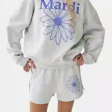 MARDI MERCREDI SS25 MINI SWEAT SHORTS FLOWER_HEATHER PURPLE