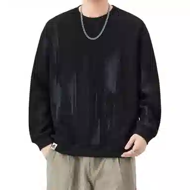 帝狼牛 美式纯色简约时尚圆领长袖套头卫衣 男女同款