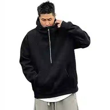 悍戈 美式重磅高街潮牌半拉链痞帅宽松休闲潮流时尚百搭卫衣 男女同款