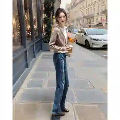 【dme】 假两件拼色落肩袖长袖针织衫 女款 蜜驼色