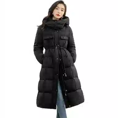 鸭鸭 长款连帽舒适保暖时尚休闲潮流羽绒服 女款