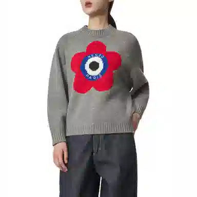 KENZO Floral Print Crewneck Sweater Grey